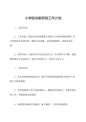 小学综合教研组工作计划.docx