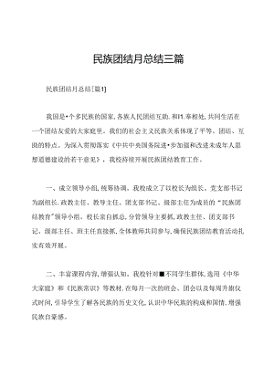 民族团结月总结三篇.docx