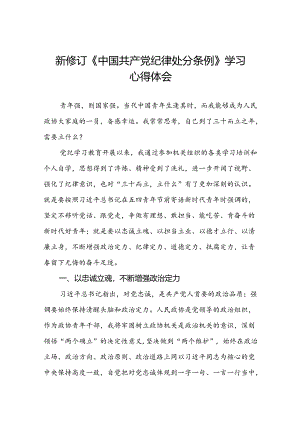 2024新修订中国共产党纪律处分条例理论读书班心得感悟十四篇.docx