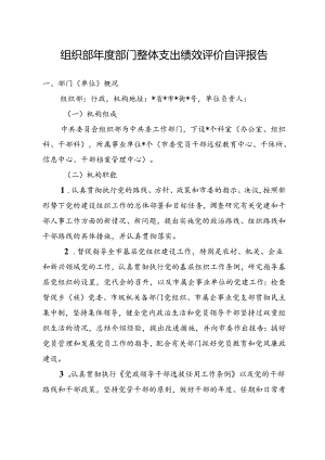 组织部年度部门整体支出绩效评价自评报告.docx