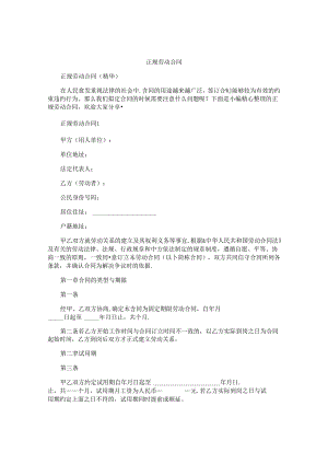 正规劳动合同精选.docx