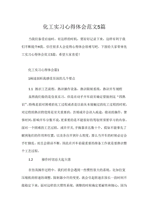 化工实习心得体会范文5篇.docx