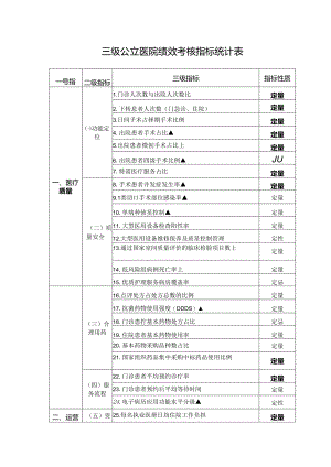 三级公立医院绩效考核指标统计表.docx