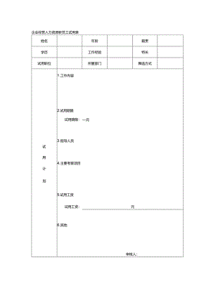 企业经营人力资源新员工试用表.docx