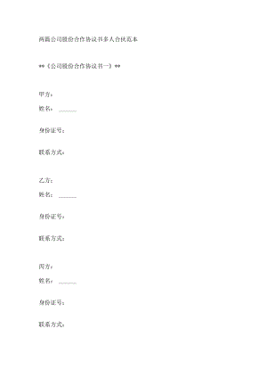 两篇公司股份合作协议书多人合伙范本.docx