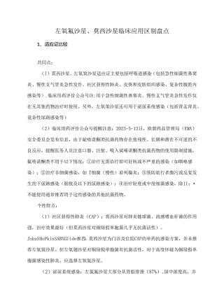 左氧氟沙星、莫西沙星临床应用区别盘点.docx