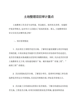 土地整理项目审计重点.docx