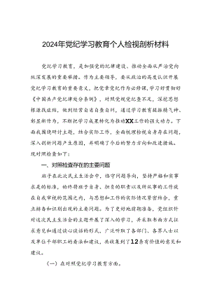2024年党纪学习教育专题生活会领导干部个人检视对照检查材料6篇.docx