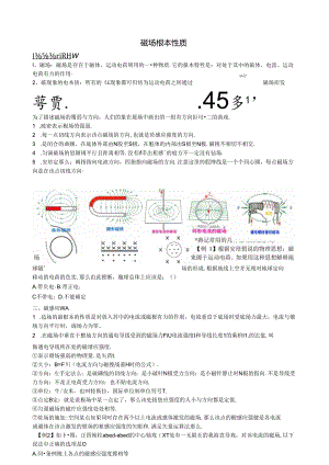 磁场+带电导体在磁场中受力知识点梳理加典型例题+随堂练习(经典).docx