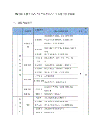 XX市职业教育中心“学在职教中心”平台建设需求说明.docx