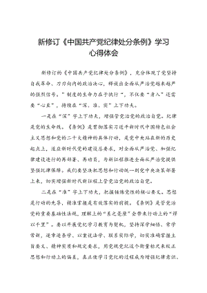 2024新修订中国共产党纪律处分条例学习心得体会参考范文11篇.docx