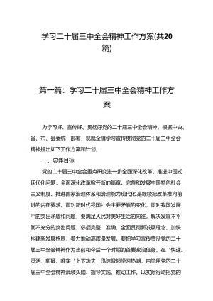 学习二十届三中全会精神工作方案（20篇）.docx