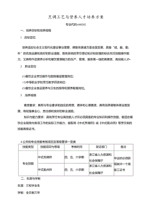 烹调工艺与营养人才培养方案.docx