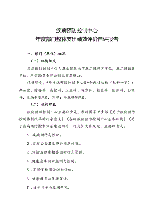 疾病预防控制中心年度支出绩效评价报告（最新分享）.docx