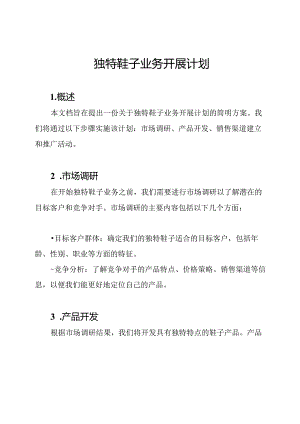 独特鞋子业务开展计划.docx