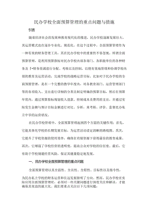 民办学校全面预算管理的重点问题与措施.docx