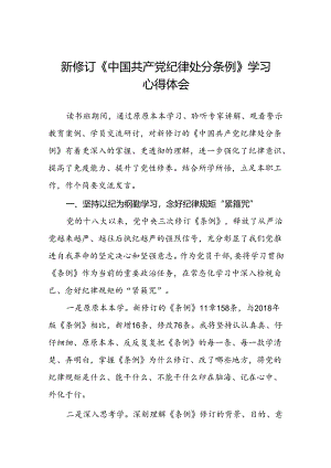 2024新修订中国共产党纪律处分条例关于六项纪律读书班交流发言七篇.docx