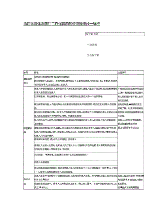 酒店运营体系前厅工作保管箱的使用操作步骤标准.docx