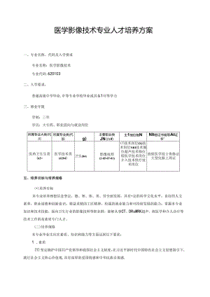 职业技术学院医学影像技术专业人才培养方案.docx