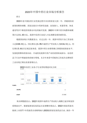 2023年中国中药行业市场分析报告.docx