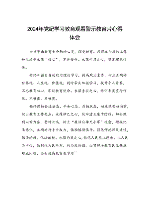 观看2024年党纪学习教育警示教育片的心得感悟十四篇.docx