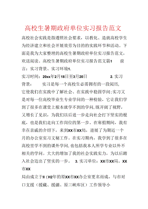 大学生暑期政府单位实习报告范文.docx