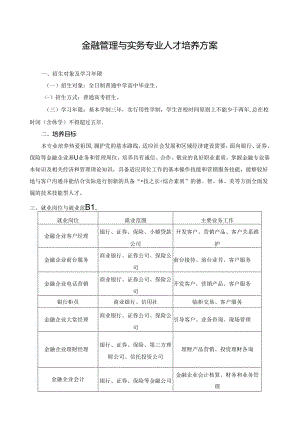 金融管理与实务专业人才培养方案.docx