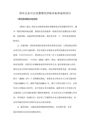 国有企业可以设置哪些津贴补贴和福利项目.docx