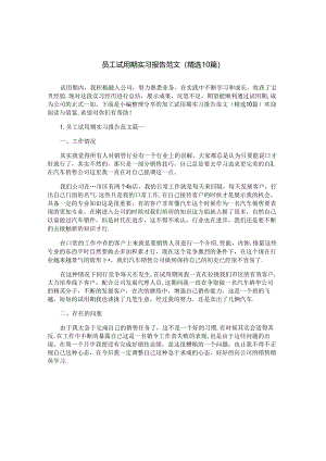 员工试用期实习报告范文（精选10篇）.docx