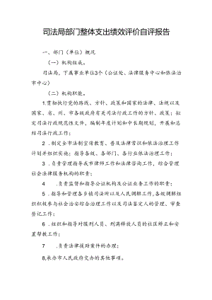 司法局部门整体支出绩效评价自评报告.docx
