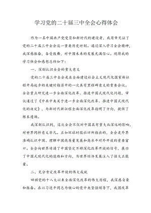 学习2024年学习党的二十届三中全会个人心得感悟 （13份）.docx