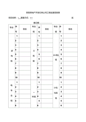 某某房地产开发有限公司工程巡查签到表.docx