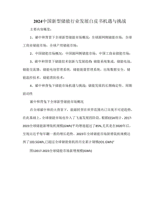 2024中国新型储能行业发展白皮书机遇与挑战.docx