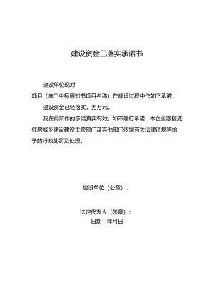 建设资金已落实承诺书.docx