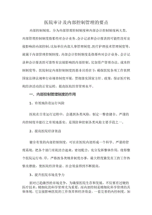 医院审计及内部控制管理的要点.docx