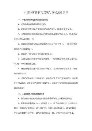 小型冷库膨胀阀安装与调试注意事项.docx