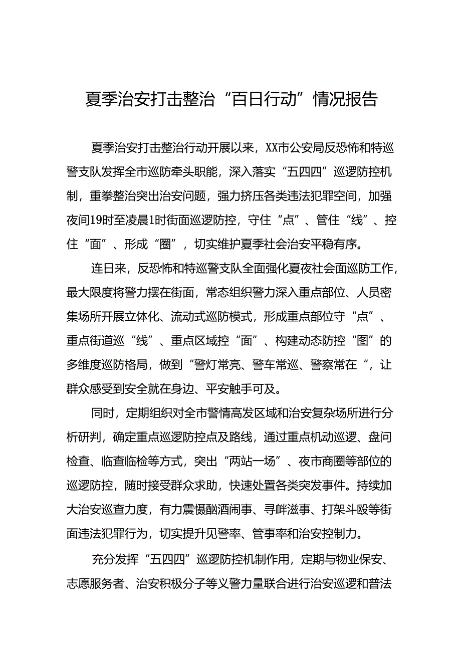 十二篇2024年派出所夏季治安打击整治行动情况报告.docx_第1页