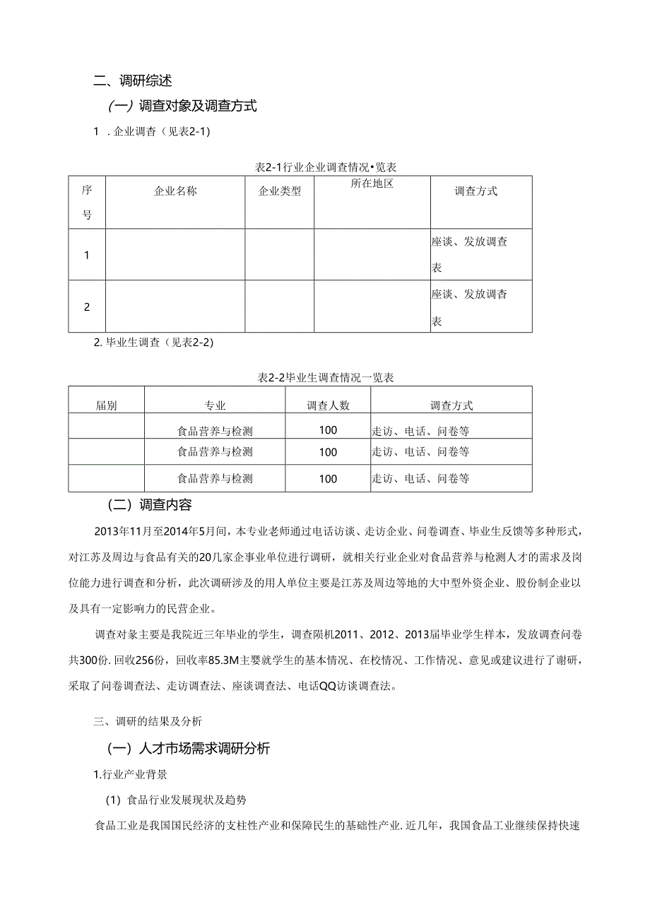 食品营养与检测专业调研报告.docx_第2页