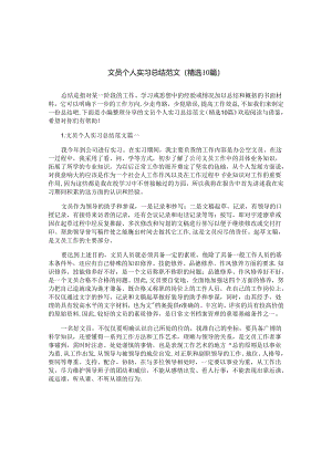 文员个人实习总结范文（精选10篇）.docx