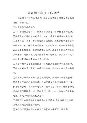 公司组长度工作总结.docx