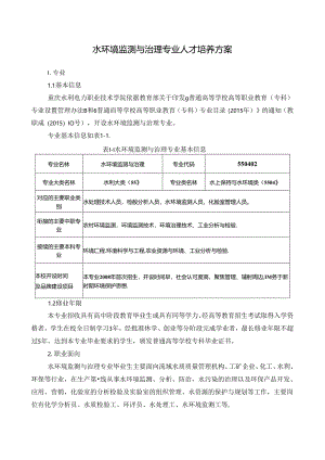 水环境监测与治理专业人才培养方案.docx