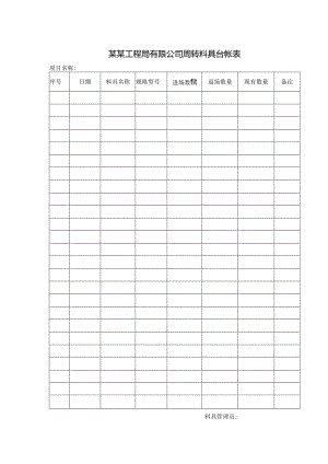 某某工程局有限公司周转料具台帐表.docx