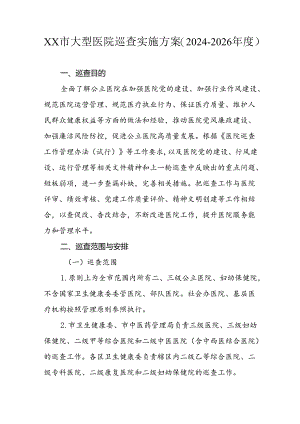 市级大型医院巡查实施方案（2024-2026年）.docx