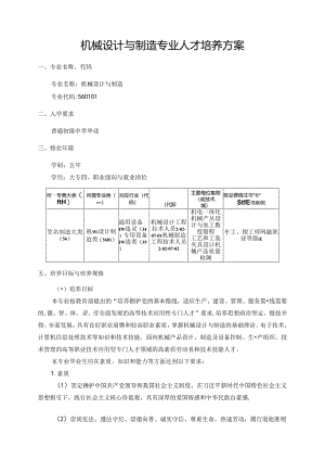 职业技术学院机械设计与制造专业人才培养方案.docx
