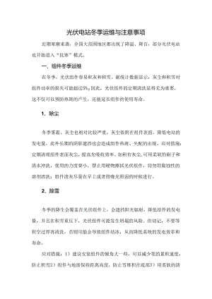 光伏电站冬季运维与注意事项.docx