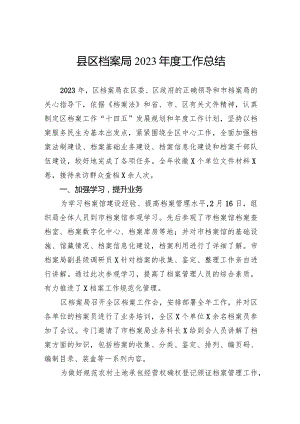 县区档案局2023年度工作总结.docx