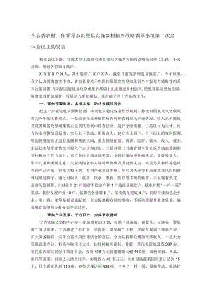 在县委农村工作领导小组暨县实施乡村振兴战略领导小组第二次全体会议上的发言.docx