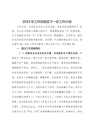 县2023年农业农村工作总结.docx