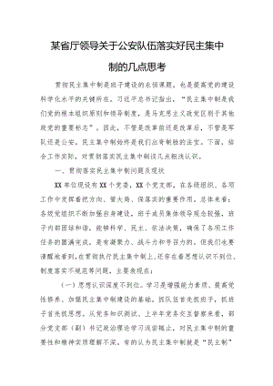 某省厅领导关于公安队伍落实好民主集中制的几点思考.docx
