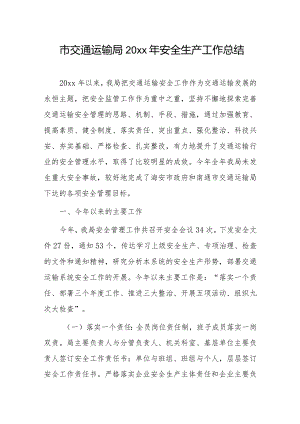 市交通运输局20xx年安全生产工作总结.docx